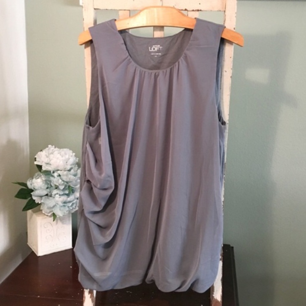 DRAPED LOFT Sleeveless Chiffon Shell Elast…